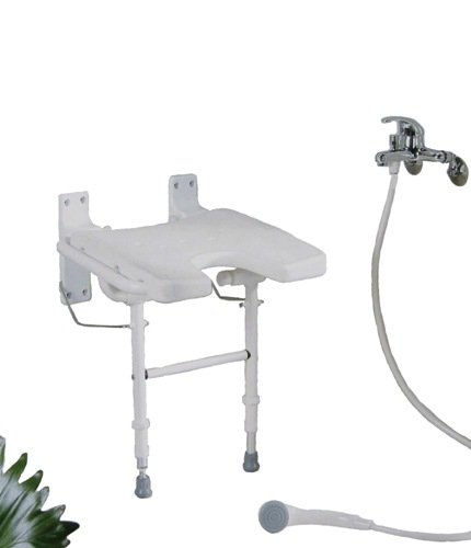 Klappbarer PREMIUM Duschstuhl für die Wandmontage / Platzsparender Duschklappsitz