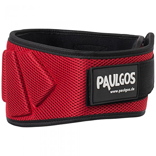 PAULGOS Gewichthebergürtel Profi Fitness Trainingsgürtel in 5 Farben Gr. XS-L, Farbe:Rot, Größe:XS