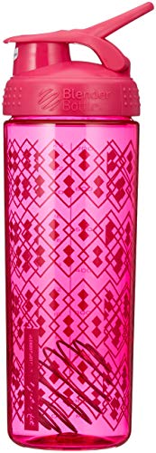 BlenderBottle Signature Sleek Shaker, Eiweiß Shaker , Wasserflasche , Protein Shaker mit Blenderball – Pink Geo Lace (820ml)