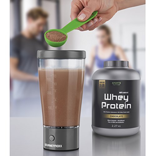 GOURMETmaxx Shaker 450m, grau, elektrischer Mixer, Protein Shakes, — Griffpolster, Griffpads