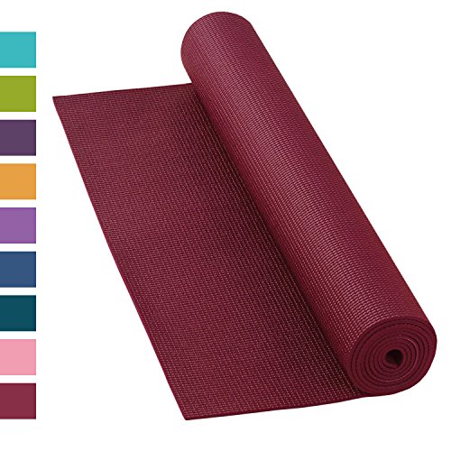 Yogamatte ASANA MAT, rutschfest, 183 x 60cm, 4mm PVC, gute Yoga-Matte nicht nur für Anfänger, Sticky Mat, Gymnastikmatte, phtalatfrei, schadstofffrei (bordeaux-rot)