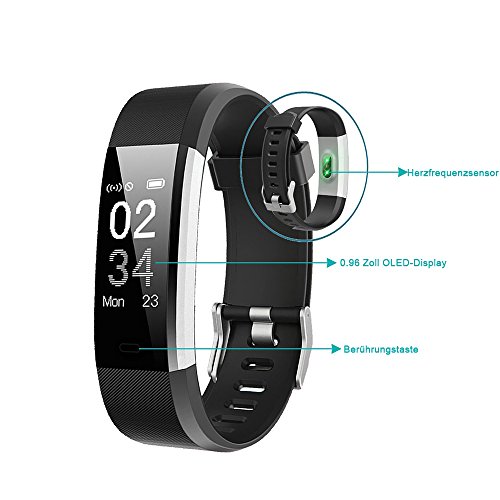 YAMAY Fitness Armband mit Pulsmesser Wasserdicht IP67 Fitness Tracker