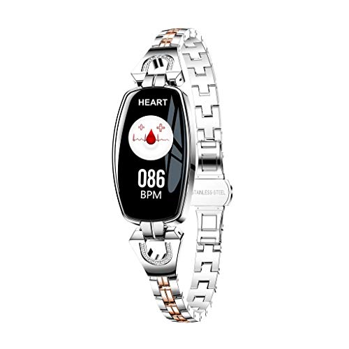 Bovake Smartwatches H8 Farbbildschirm Blutdruck Pulsuhr Smart Armband Uhr Schrittzähler (Silber)