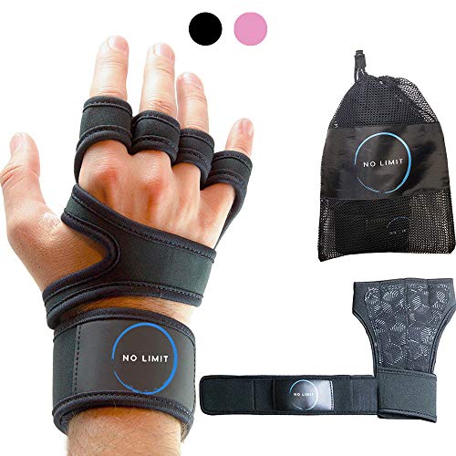 NoLimit® Fitness Handschuhe Trainingshandschuhe Sporthandschuhe Crossfit Handschuhe für Damen und Herren (Schwarz/Rosa) mit Handgelenkschutz, Handflächen-Schutz und Silikon-Grip für Dein Workout