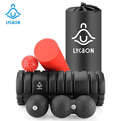 LYCAON Faszienrolle Foam Roller Set 6Pcs für Tiefe Muskelmassage, Trainingsset mit Hoher Dichte für die Myofascial Release/Pilates/Yoga/Cross Fit/Fitness