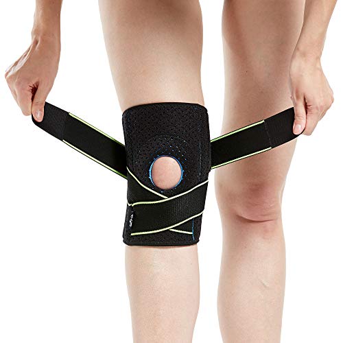 Kniebandage mit seitlichen Stabilisatoren und Kniescheiben-Gelpads für Kniebandage