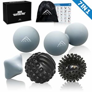 Mewtwo Massageball Set Selbst-Massage und Faszien-Training, Premium 7er Pack Faszien Werkzeuge – Faszienball/LacrosseBälle/Duoball/Igelball/HandTherapieBälle, Tragetasche Einschließen