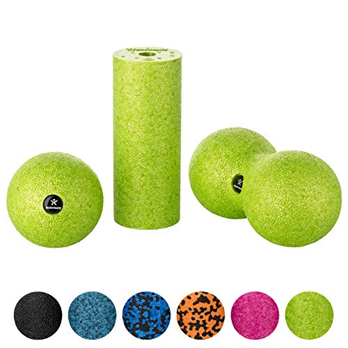 BODYMATE Faszien Mini-Set Apfel-Grün – Mini-Faszien-Rolle L15xD6cm, Ball D8cm und Duo-Ball D8cm im Set