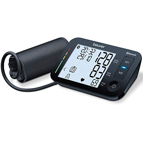 Beurer BM 54 Oberarm-Blutdruckmessgerät, digitaler Blutdruckmesser mit XL-Display, App-Anbindung mit zertifiziertem Datenschutz, Arrhythmie-Erkennung, große Manschette für Oberarme von 22-44 cm