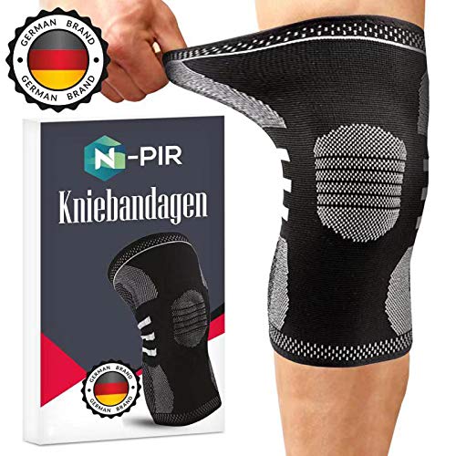 N-PIR Premium Kniebandage für Damen und Herren | Verbessertes Konzept 2020 | Stabilisation für Sport Beruf Freizeit | Knieorthese 2.0