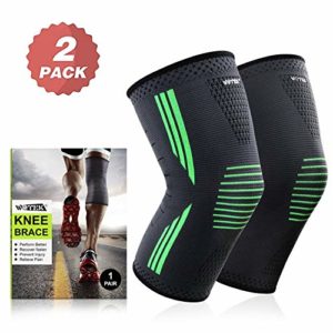 Kniebandage Sport Meniskus Arthrose – für Damen Männer – 2 Stück Kompression Knieschoner Kniestütze Knie Bandage Knee Support, Rutschfest Atmungsaktiv Knieschützer gegen Knieschmerzen für All Sports