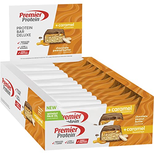 Premier Protein Bar Deluxe Chocolate Peanut Butter 12x50g – High Protein Low Sugar + Kohlenhydratreduziert + Palmölfrei