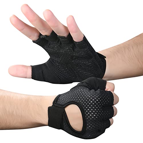 flintronic Fitness Handschuhe, Atmungsaktive Trainingshandschuhe mit Mikrofasergewebe, Rutschfester Silikon Gym Gloves Gewichtheben , Sporthandschuhe für Damen Herren