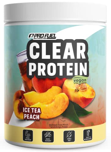 Clear Protein Vegan 360g ICE TEA PEACH – unglaublich leckerer & erfrischender Protein-Drink – vegane Clear Whey Protein/Iso Clear Alternative mit hochwertigem Erbsenproteinhydrolysat – 56% Protein